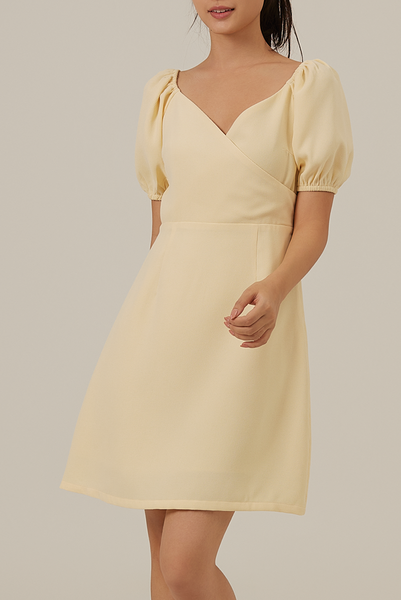 Halle Bubble Sleeve Dress in Banana
