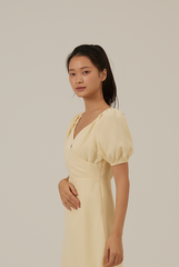 Halle Bubble Sleeve Dress in Banana