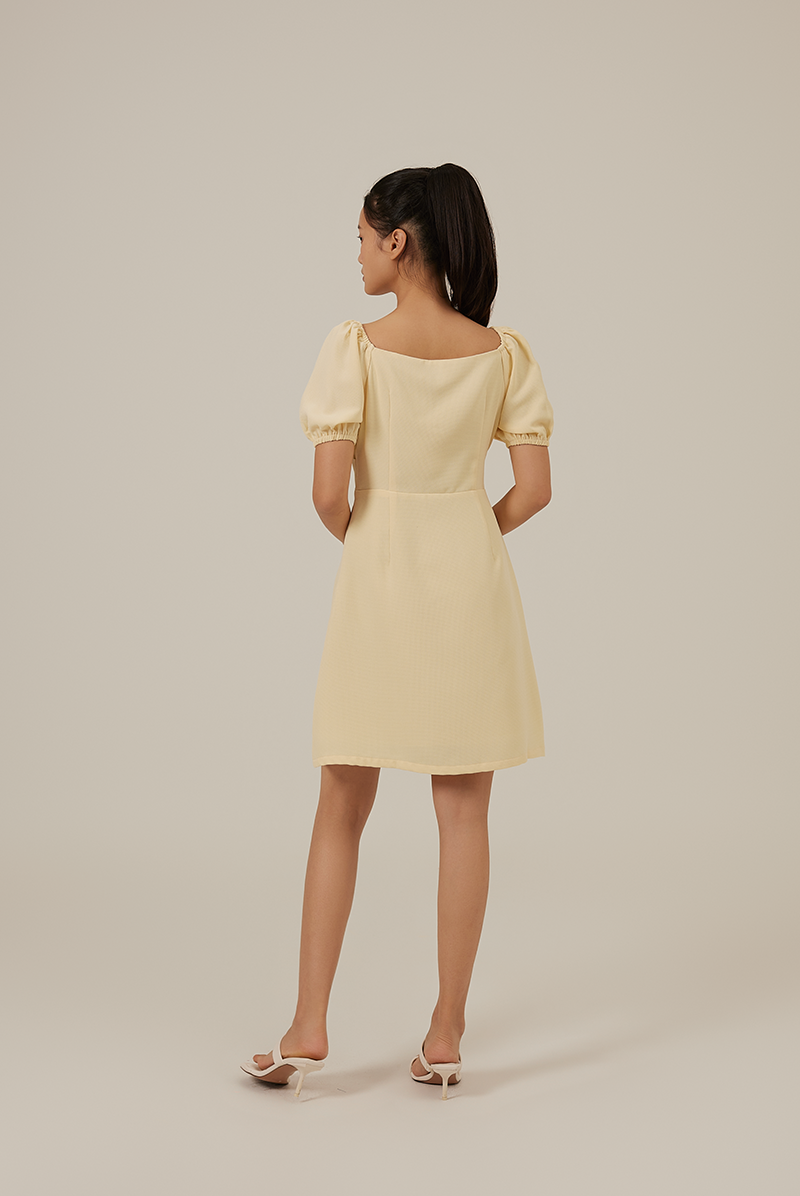 Halle Bubble Sleeve Dress in Banana