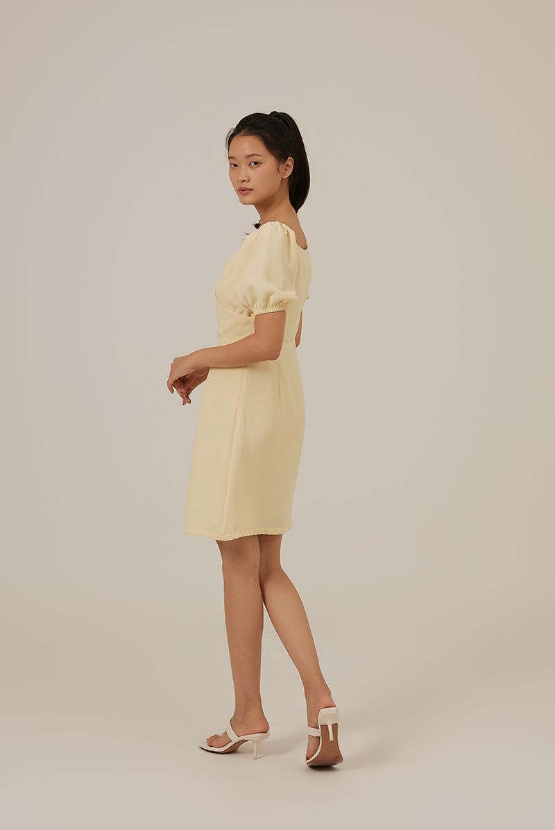 Halle Bubble Sleeve Dress in Banana
