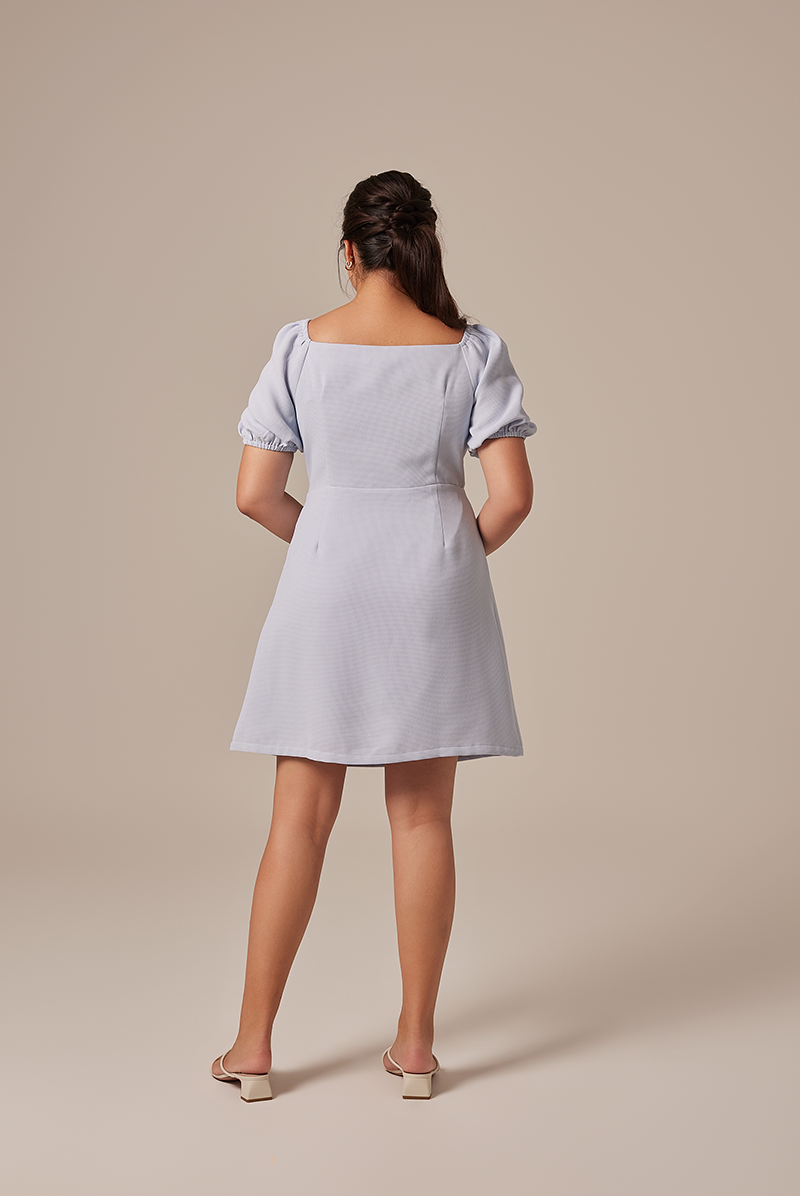 Halle Bubble Sleeve Dress in Baby Blue