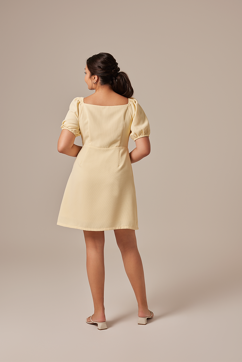Halle Bubble Sleeve Dress in Banana