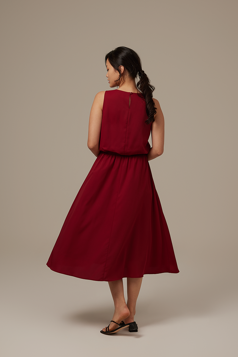 Catherine Swing Dress in Burgundy