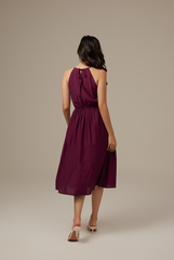 Ruby Halter Neck Dress in Plum