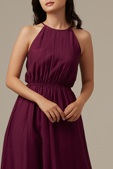 Ruby Halter Neck Dress in Plum