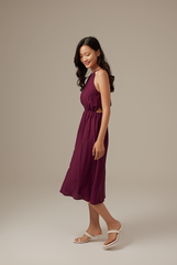 Ruby Halter Neck Dress in Plum