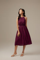 Ruby Halter Neck Dress in Plum