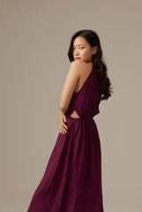 Ruby Halter Neck Dress in Plum