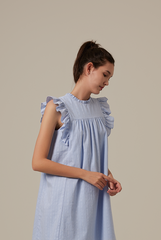 Paris Embroidery Babydoll Dress in Baby Blue