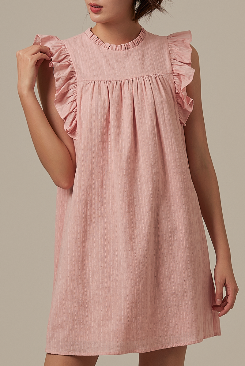 Paris Embroidery Babydoll Dress in Pink