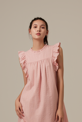 Paris Embroidery Babydoll Dress in Pink