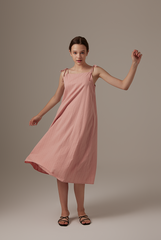 Dorcia Ribbon Tie Dress in Rose