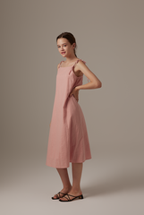 Dorcia Ribbon Tie Dress in Rose