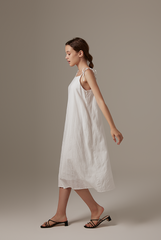 Dorcia Ribbon Tie Dress in White