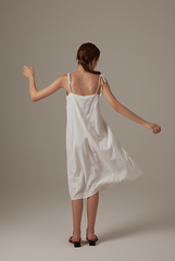 Dorcia Ribbon Tie Dress in White