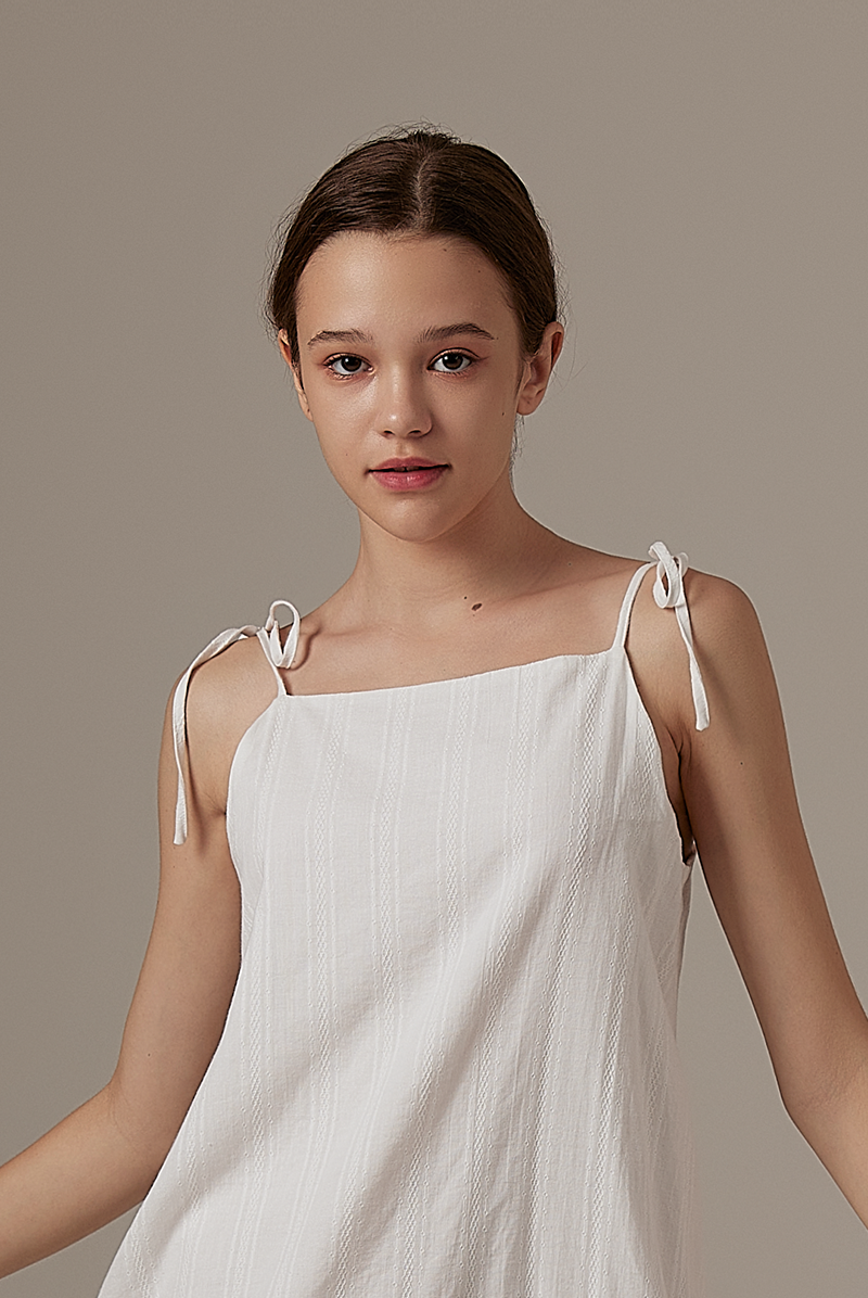 Dorcia Ribbon Tie Dress in White