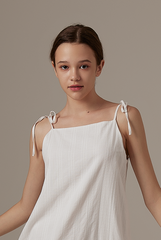 Dorcia Ribbon Tie Dress in White