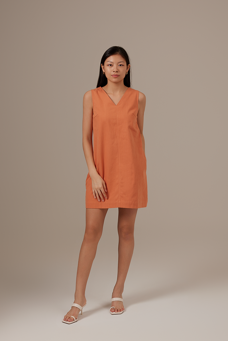 Jan Shift Dress in Brick