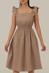 Tailyn Smocked Waist Dress in Clay