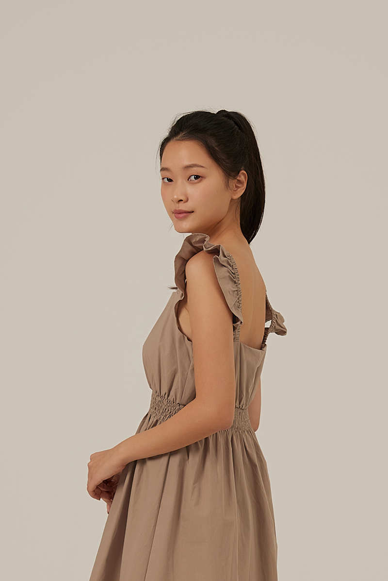 Tailyn Smocked Waist Dress in Clay
