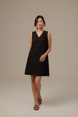Lynn Textured Shift Dress in Black