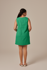 Lynn Textured Shift Dress in Green
