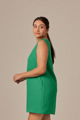 Lynn Textured Shift Dress in Green