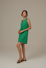 Lynn Textured Shift Dress in Green