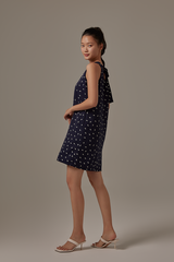 Antonina Printed Dress in Navy Blue