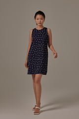 Antonina Printed Dress in Navy Blue