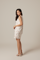 Marie Straight Cut Floral Dress in White