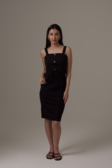 Madeleine Square Neck Dress in Black