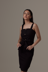 Madeleine Square Neck Dress in Black