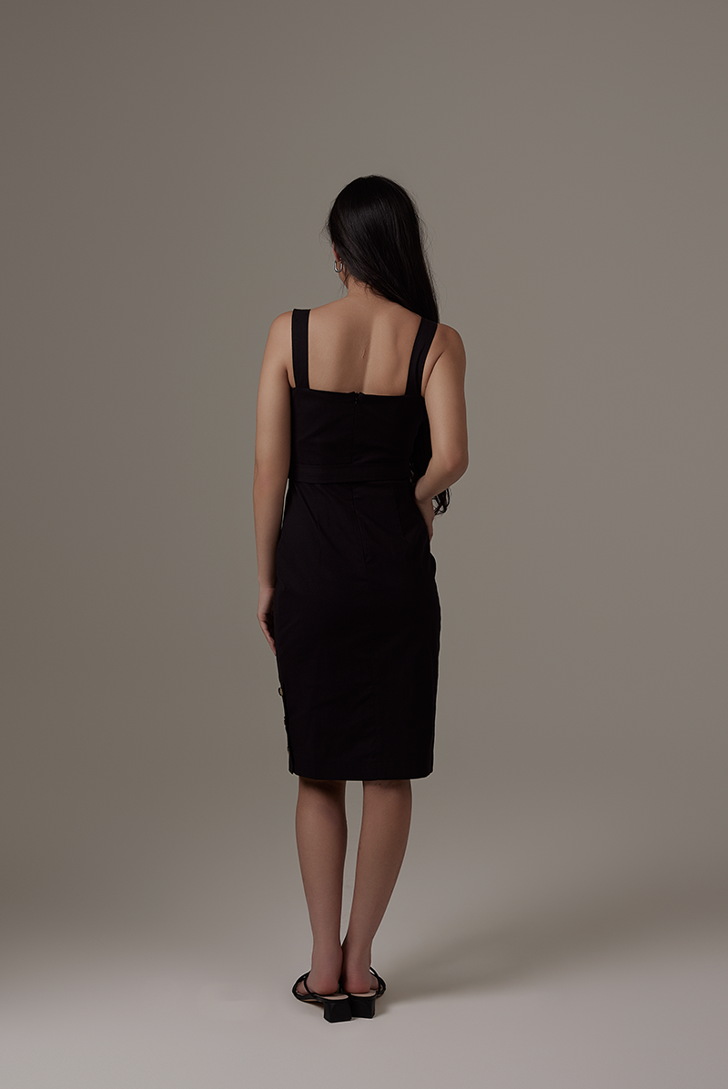 Madeleine Square Neck Dress in Black