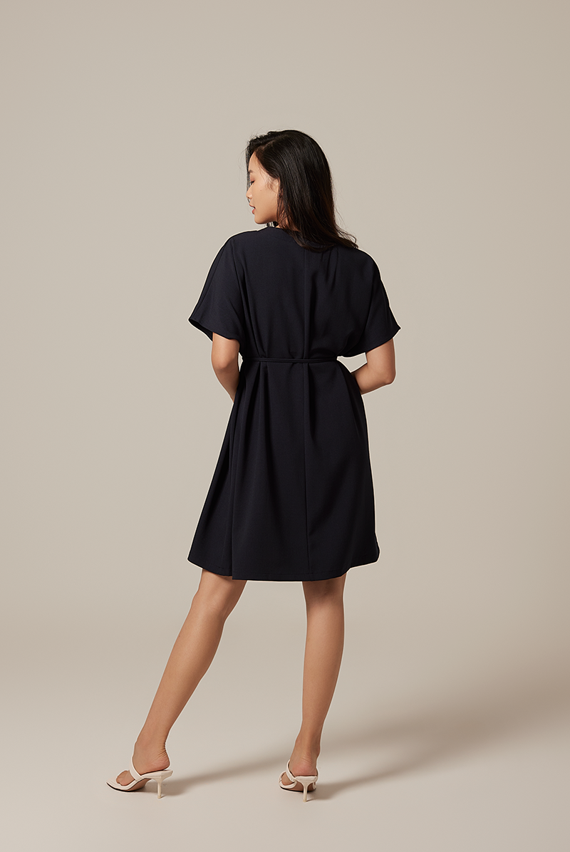 Rumiel Kimono Dress in Navy Blue