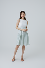 Eloisa Gingham Tiered Dress in Dusty Green