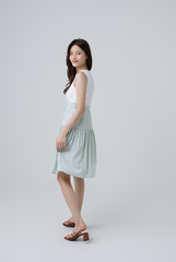 Eloisa Gingham Tiered Dress in Dusty Green