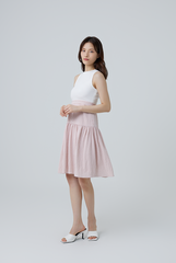 Eloisa Gingham Tiered Dress in Dusty Pink