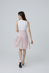 Eloisa Gingham Tiered Dress in Dusty Pink
