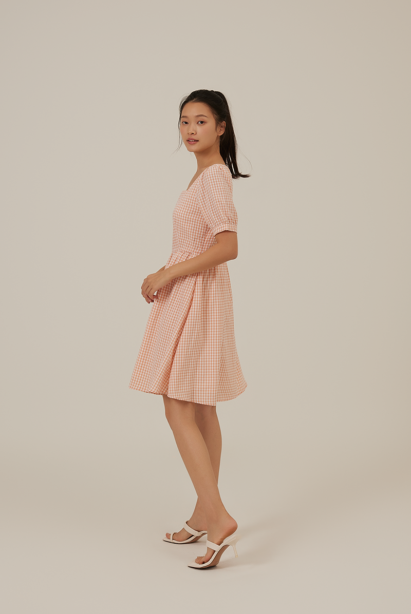 Gingham square 2025 neck dress