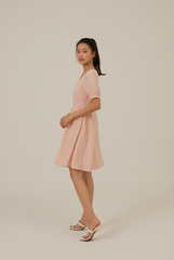 Chanelle Gingham Square Neck Dress in Melon