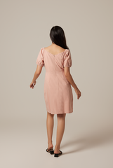 Mindy V-Neck Textured Dress in Dusty Pink