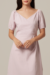 Mindy V-Neck Textured Dress in Lilac