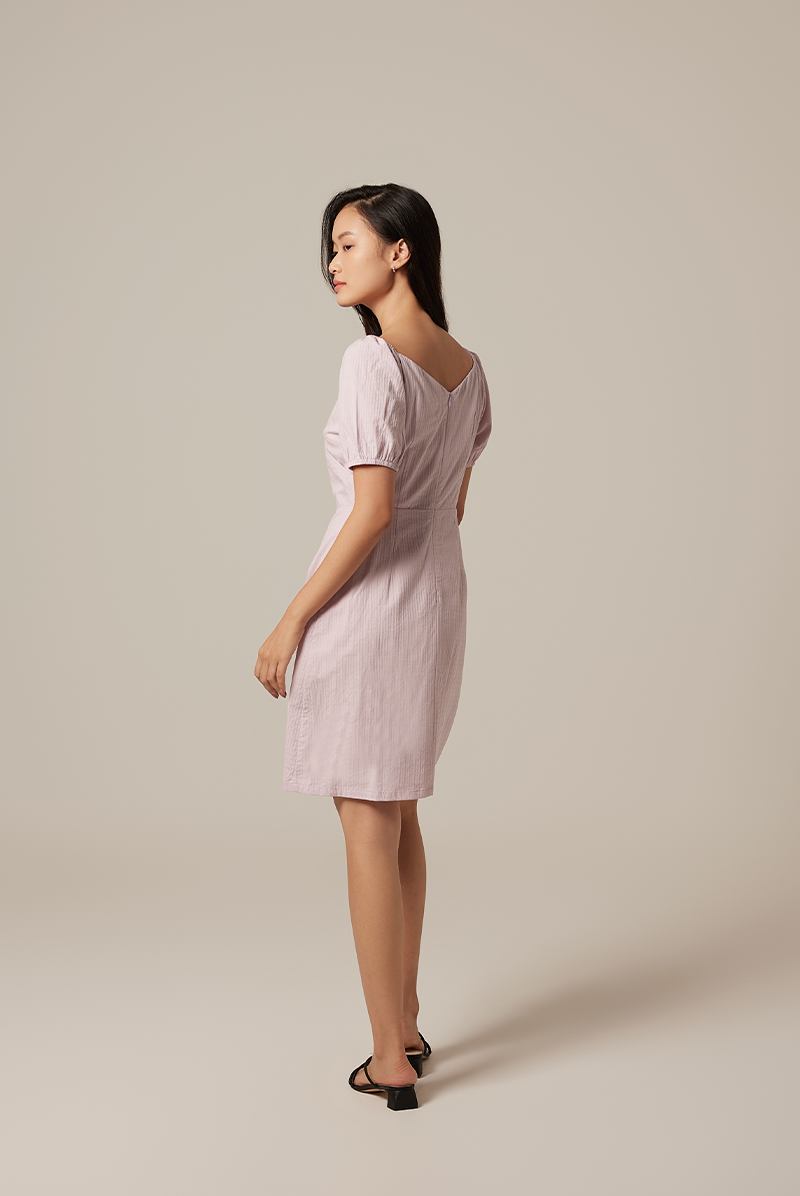 Mindy V-Neck Textured Dress in Lilac