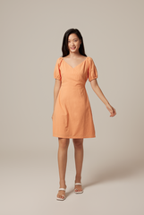 Mindy V-Neck Textured Dress in Orange