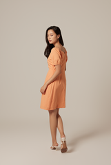 Mindy V-Neck Textured Dress in Orange