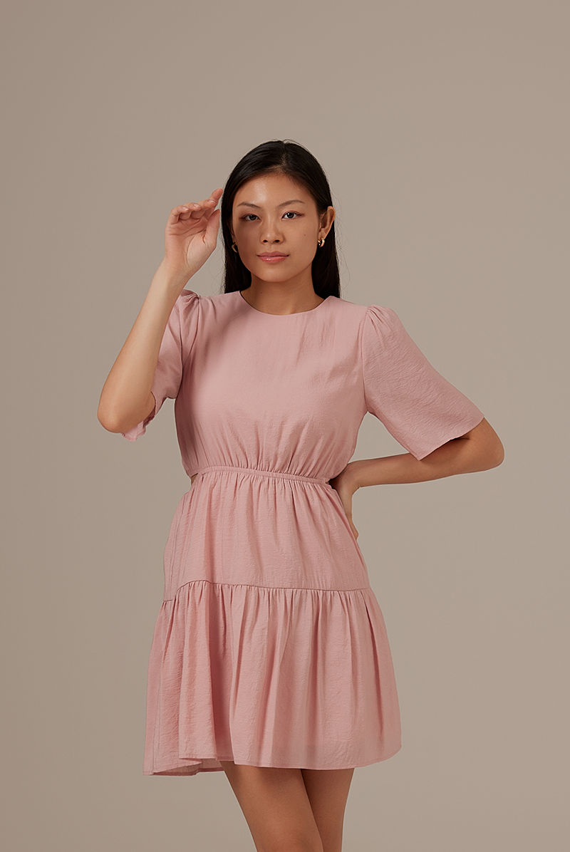 Odina Side-Cut Dress in Dusty Pink