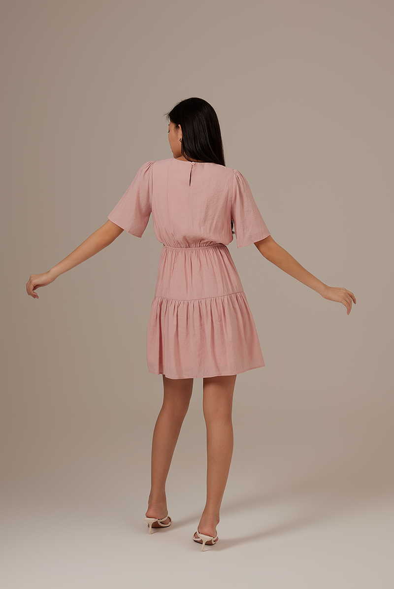 Odina Side-Cut Dress in Dusty Pink