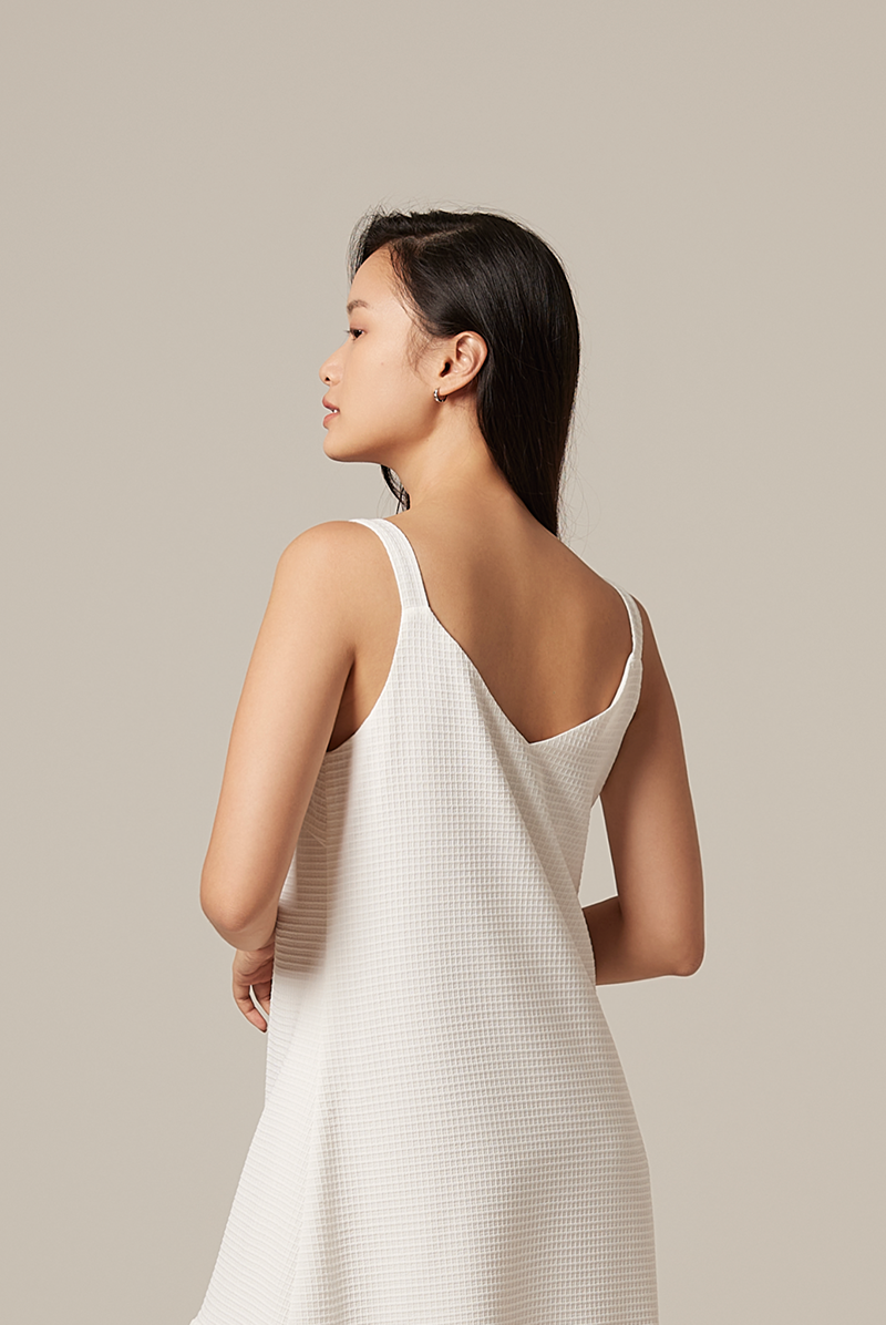 Raylyn Waffle Textured Dress in White