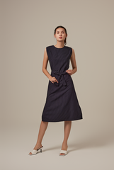 Landa Stripes Sleeveless Dress in Navy Blue